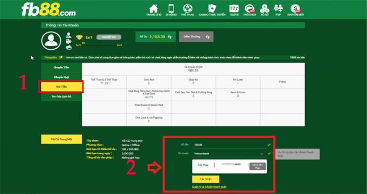 Muốn rút tiền FB88 cần vào đúng web hoặc app của FB88
