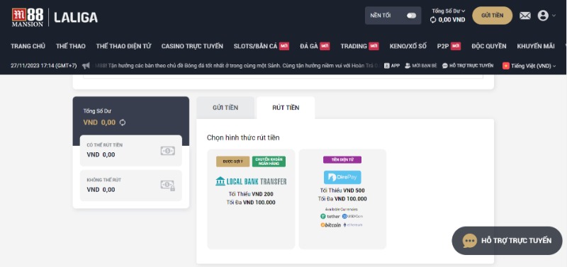 Anh em cần đáp ứng điều kiện hợp lệ để chuyển tiền về tài khoản cá nhân tại M88