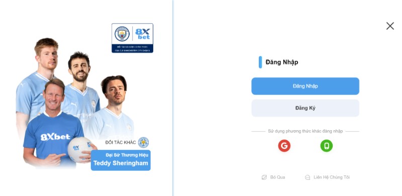 Điền thông tin đăng nhập 8Xbettại ô trống hiển thị 