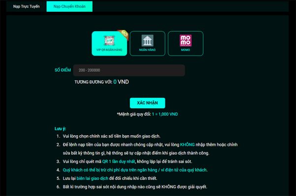 Người chơi có thể lựa chọn phương thức thanh toán nạp tiền tại 8day