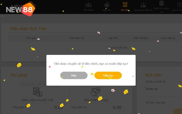 Rút tiền New88 về Ví tiền chính