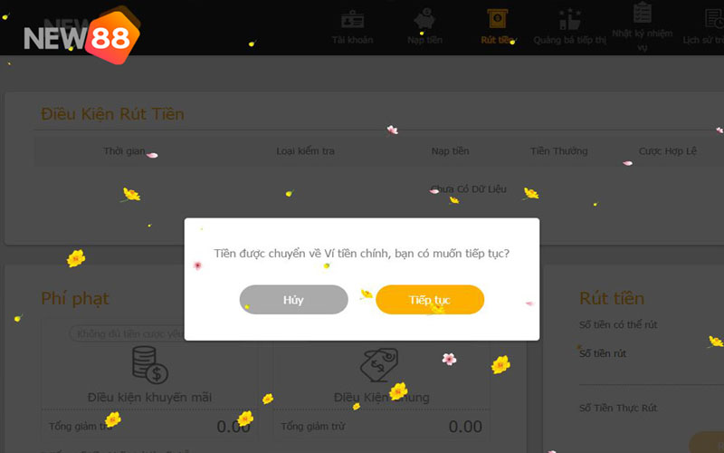 Rút tiền New88 về Ví tiền chính