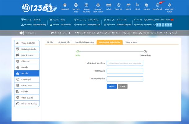 Tài khoản cá cược của người chơi cần phải có số dư trên 200k mới rút tiền được