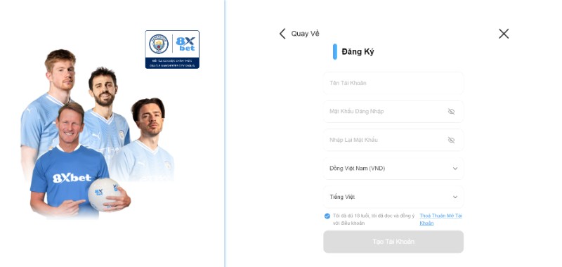 Hoàn thiện thông tin đăng ký 8Xbet theo yêu cầu cụ thể từ nhà cái